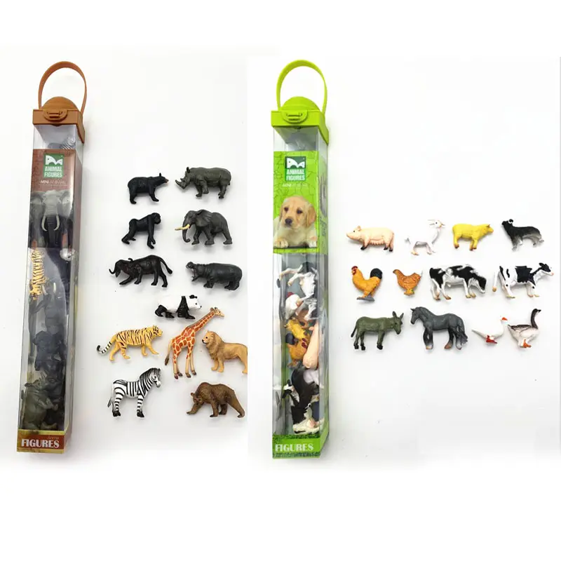 Animais realistas, mini zoológico selvagem de plástico, selva, animais, brinquedos, conjunto educacional, brinquedos, conjunto