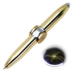 Metal Fidget Pen Spinner Pen Met Led Licht Multi Functionele Anti Stress Angst Gift Balpen Voor Business Studenten Kinderen
