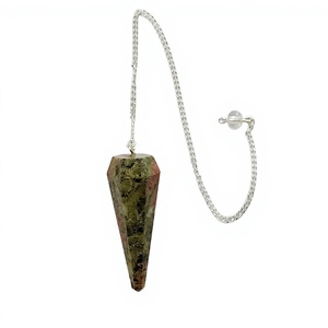 Unakite Aventurine Agate fait à la main cristal à facettes Style Chakra radiesthésie pendule de guérison pierre semi-précieuse artisanat vente pierre précieuse - Product Image 2