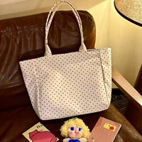 Sac fourre-tout en toile grande capacité, nouveau, à pois, style coréen minimaliste, pour étudiantes, sac à bandoulière polyvalent pour les trajets quotidiens