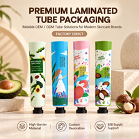 Tube d'emballage personnalisé en aluminium et plastique laminé pour crème pour les mains, 30 ml, haute barrière, avec bouchon à vis, imprimé UV, contenant à paroi droite