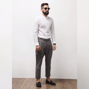 <span class=keywords><strong>Camicia</strong></span> da uomo con bracciale diverso personalizzato OEM MTM <span class=keywords><strong>su</strong></span> <span class=keywords><strong>misura</strong></span> camicie casual con colletto a fascia da uomo - Product Image 6