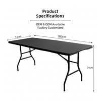 Table pliante en plastique personnalisée pour l'intérieur et l'extérieur, imperméable, en HDPE, rectangulaire, portable, pour mariage, banquet, événements