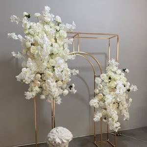 Fila de flores de seda de alta calidad, mezcla de rosas, orquídea colgante, corredor de flores blancas para Arco, decoraciones de boda - Product Image 3