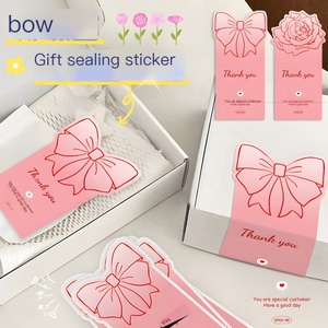 Étiquettes autocollantes imperméables rectangulaires roses Camélia Merci pour la boîte cadeau, scellage personnalisable, fabricant - Product Image 2