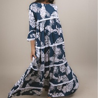 Robe longue décontractée Aloha personnalisée en rayonne et viscose pour femme, imprimé floral hawaïen, style polynésien, à volants, avec dentelle, idéale pour la plage et les vacances