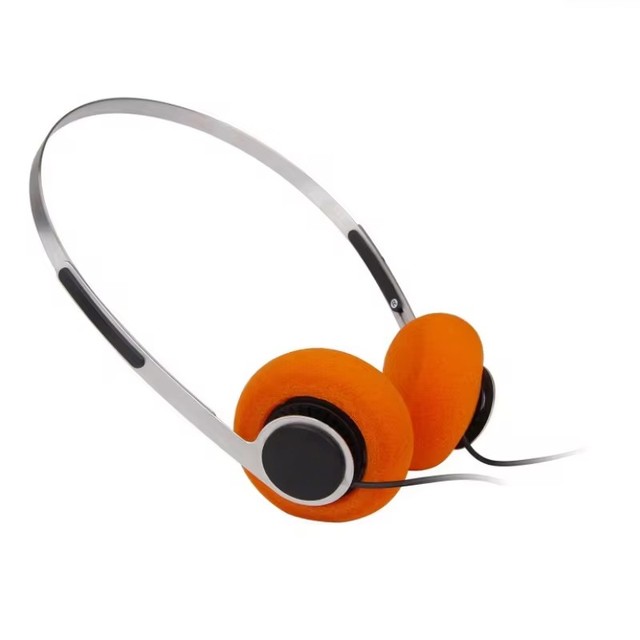 Orange Wired Stereo Small Steel Headphone With Microphone 3.5mm Music Headphone for Wakman Wired Over Head Metal Earphon
