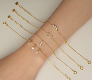 Minimalist 18K Gold Plated Chain <b>Bracelets</b> With Crystal Rhinestones <b>Infinity</b> And Teardrop Design For Women Everyday Wear - Product Image 6