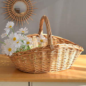 环保储物篮编织收获篮婚礼礼品藤制购物篮带手柄野餐 - Product Image 1