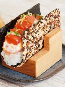 Outils à <span class=keywords><strong>sushi</strong></span> japonais écologiques de haute qualité en bois de hêtre, support à <span class=keywords><strong>sushi</strong></span> et tacos, mini support pour rouleaux, plateau à <span class=keywords><strong>sushi</strong></span> pour la maison - Product Image 2