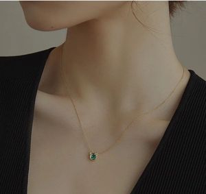 Colliers pendentifs en or massif 18 carats Xinfly avec émeraude, bijoux fins en pierres précieuses Au750 pour femmes - Product Image 4