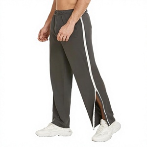 Custom OEM Men's Tear Away Basketball Pants 2 Side Zippers Snap Off Full Open Down Sweatpants Leg <b>Post</b> Surgery Pant with Pockets - Product Image 2