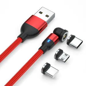 Groothandel 3 In 1 Magnetische USB-Kabel 2.4a Lading 540 Graden Rotatie Magnetische Oplaadkabel