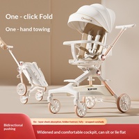 Livraison Gratuite Poussette Bébé Magique Pliable en un Clic en Alliage d'Aluminium à Vue Panoramique, Conception Bidirectionnelle à Quatre Roues Amortissantes