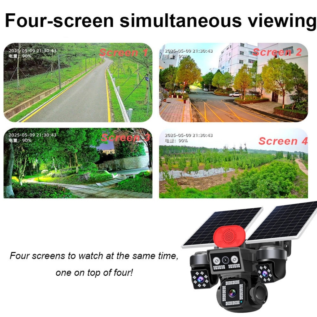 10K 20MP Solar Camera 4-Lens 4G WiFi Wireless 360 Panoramic PTZ Outdoor Bullet CCTV Security Surveillance Camera · image 5