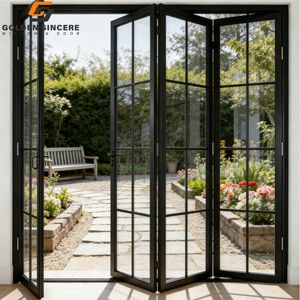 Puerta Plegable Interior de Aluminio GS con Malla de Acero Inoxidable y Panel de Vidrio Simple - Product Image 5