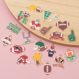 จี้รูปทรงลูกกีฬารักบี้เคลือบสี ทำจากโลหะผสมเคลือบสี  ของขวัญวันเกิด ของตกแต่งวันหยุด สำหรับเด็กชาย เด็กหญิง และผู้หญิง - Product Image 3