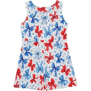 Lindo mono sin mangas para mujer, estampado de lazo rojo y azul, transpirable, de viscosa de bambú, conjunto de una pieza para uso diario. - Product Image 1