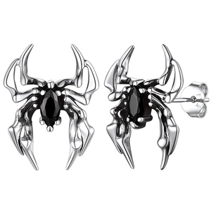 Pendientes góticos de disfraces de <span class=keywords><strong>Halloween</strong></span> para <span class=keywords><strong>mujer</strong></span> hipoalergénicos S925 agujas negro Cubic Zirconia Spider Punk <span class=keywords><strong>Halloween</strong></span> Stud pendiente - Product Image 1