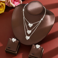 Nouvel ensemble de bijoux fantaisie pour mariage, banquet et soirée, collier et boucles d'oreilles en forme de cœur