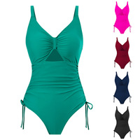 Fabricante personalizado niñas traje de baño sólido abierto chica joven traje de baño ropa de playa 14 años Bandeau Sujetador tipo tangas inferior tipo 1 pieza