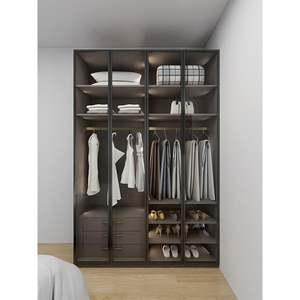 Armoires modernes d'usine, design luxueux, dressing en bois avec 4 portes en verre - Product Image 5