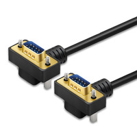 Cable serie negro DB9 RS232 2M 90 grados macho a 90 grados hembra
