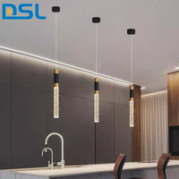 Lustre de décoration simple moderne en métal acrylique pour lampe suspendue à îlot de cuisine de chevet