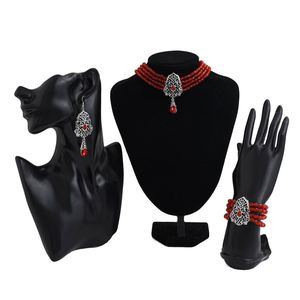 Nouveau multicouche Imitation perle femme collier ras du cou boucles d'oreilles et Bracelet ensemble mariée mariage ensemble de bijoux - Product Image 6