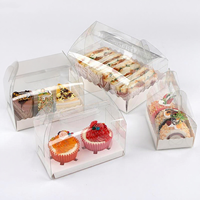Transparent PET Cupcake & Muffin Plateau Carré PVC En Plastique Emballage Alimentaire Poignée pour La Cuisson Cadeau Dessert Mousse Servir