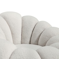 Fauteuil d'appoint élégant et moderne pivotant en tissu bouclé gris clair en forme de citrouille