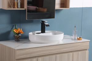 Fregadero de cerámica de lavabo de arte ovalado moderno encimera al por mayor PARA USO HOTELERO diseño novedoso en blanco para hoteles - Product Image 3