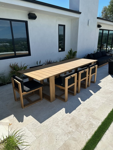 New Design Modern Garden Outdoor Balcony Hotel Furniture Set Teak Wood table Dining table set