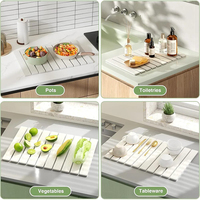 Nouveau tapis de séchage pliable en pierre de diatomée super absorbante à séchage rapide pour comptoir de cuisine et vaisselle