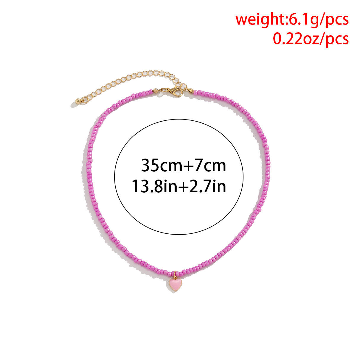 Handmade Women Seed Beads Necklace Sweet Candy Color Green Pink Love Heart  Pendant Choker Necklace