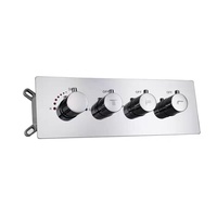 Robinet de douche thermostatique 5 voies contemporain en laiton poli avec jet de pluie et cartouche céramique