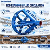 Drillsoltek Outil de forage directionnel, fraise rotative pour disques durs, ouvre-trou, pour l'élargissement de trous de pipeline souterrain