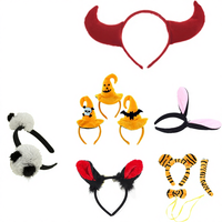 Headband Hewan Boneka Bulu Lembut Custom, Isi Kapas PP, Unisex, Telinga Boneka Kartun, Headband Bulu untuk Mencuci Muka