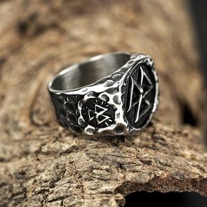 Men's Titanium Steel <b>Ring</b> Geometric Nordic Viking Symbol Hip Hop Jewelry Gift - Product Image 2