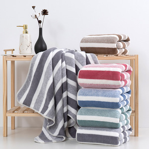 2026 Coral Fleece 70*140cm Thickened Wide Striped <b>Bath</b> & Beach <b>Towel</b> for Adult - Product Image 1