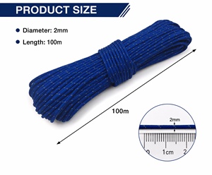 Cuerdas reflectantes de 2 mm para <span class=keywords><strong>camping</strong></span>, paracord ultraligero, cuerdas delgadas, cuerdas de paracaídas para lona, tienda de campaña, <span class=keywords><strong>camping</strong></span> (azul) - Product Image 2