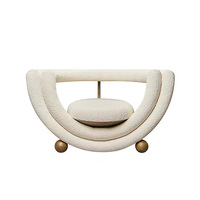 Chaise Longue d'Appoint de Luxe en Métal au Design Unique, Fauteuil Sofa Moderne en Laine d'Agneau pour Salon