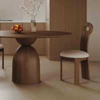 Ensemble de table à manger ronde en bois massif rustique pour l'intérieur, 135 cm x 150 cm, 6 places, meubles de salle à manger