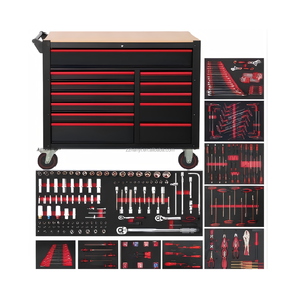 Chariot à outils en fer robuste et durable de 471 pièces, chariot de réparation automobile, 7 tiroirs, capacité de charge de 400 kg, atelier de <span class=keywords><strong>garage</strong></span>, réglable, avec clé - Product Image 1
