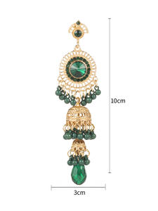 Vintage ethnique boucles d'oreilles goutte femmes rétro incrusté strass cristal perles gland longue déclaration boucles d'oreilles bijoux indiens (KER812) - Product Image 6