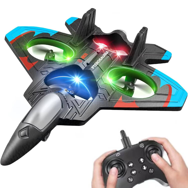 Plastic 3-Channel RC Airplane Fighter Drone with 360 Flip Indoor-Outdoor Use Almost Ready to Fly Toy for Kids & Adults