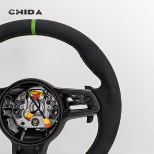 Volante de Cuero Gamuzado con Costuras Verdes, Volante Modificado Personalizado, Apto para Porsche 718, 911, Cayenne, <span class=keywords><strong>Macan</strong></span> - Product Image 6