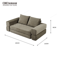 Sofá Cama Convertible Moderno de Pana de 2 Plazas, Comprimido al Vacío, Plegable para Sala de Estar