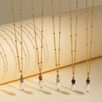 Colliers pendentifs DIY étanches, anti-ternissement, en acier inoxydable 316L plaqué or 18 carats, avec perles d'eau douce et chaîne satellite, idéal pour un cadeau