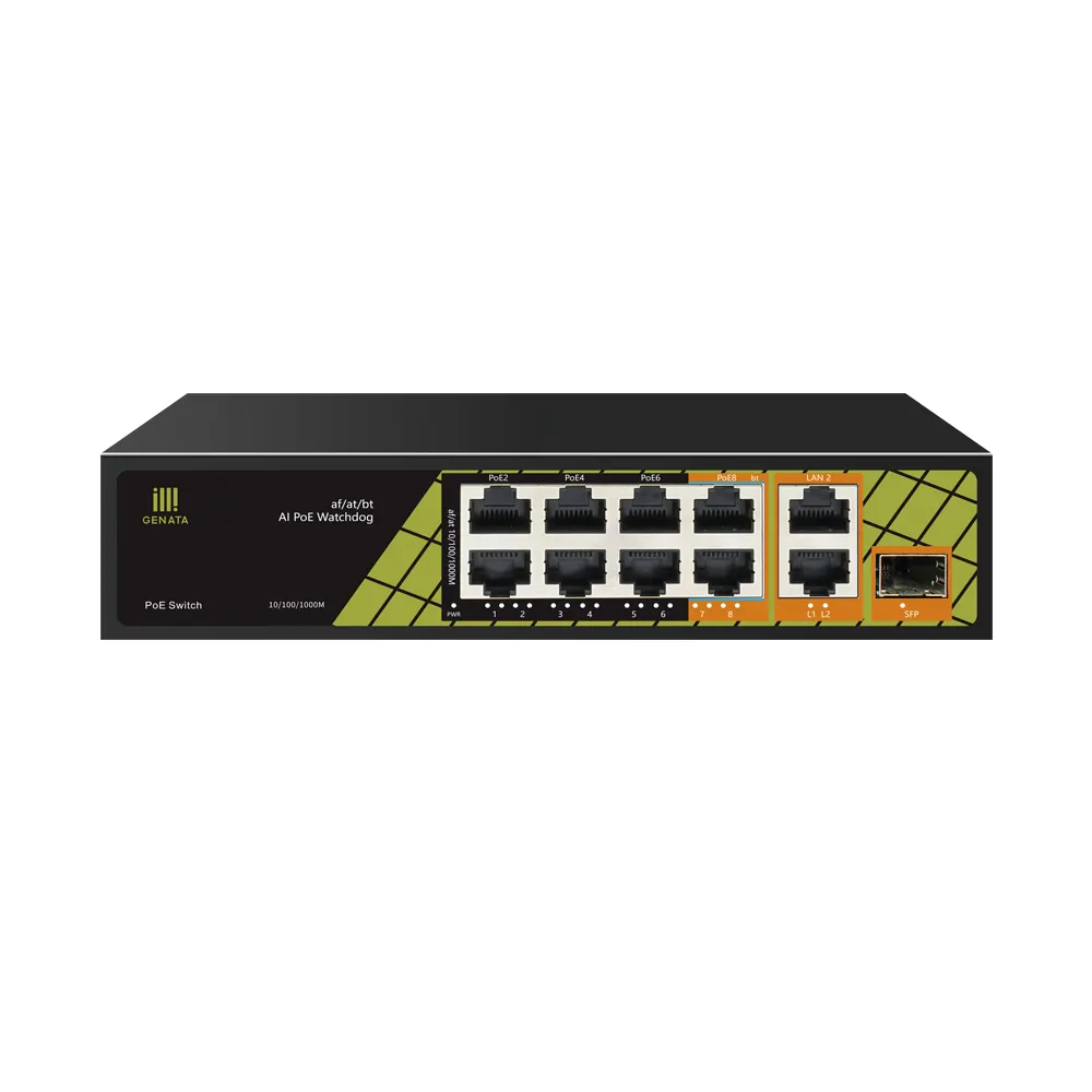 Beste Preis Hallo-PoE Gigabit Netzwerk Schalter 8port 48V PoE + + Unmanaged Switches mit IEEE 802,3 af/at/bt 2 * port Unterstützung 60W
